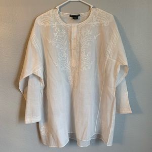 Infashions sheer white & sequins tunic style top